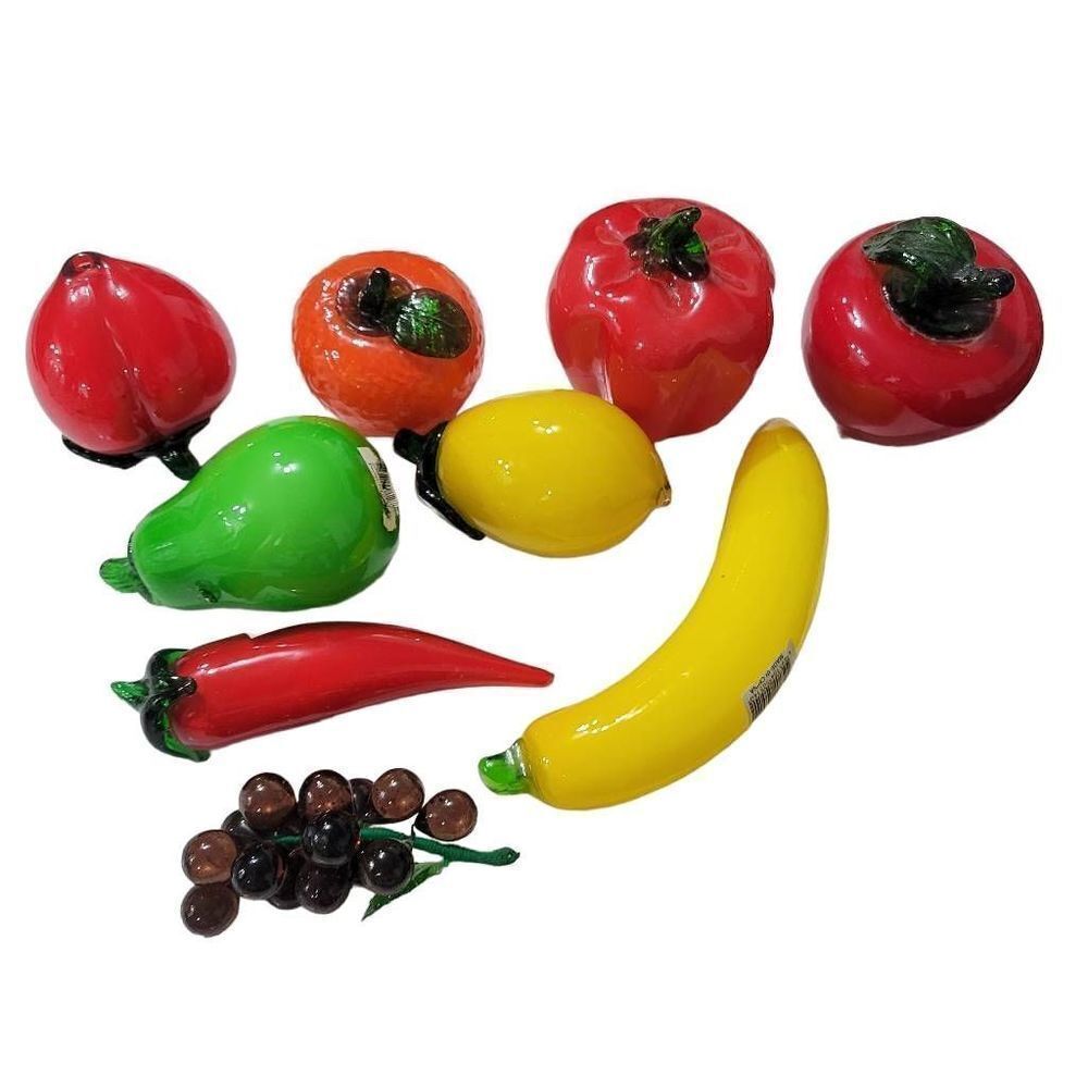 Glass fruit and vegetables Grapes apple pepper banana pear
